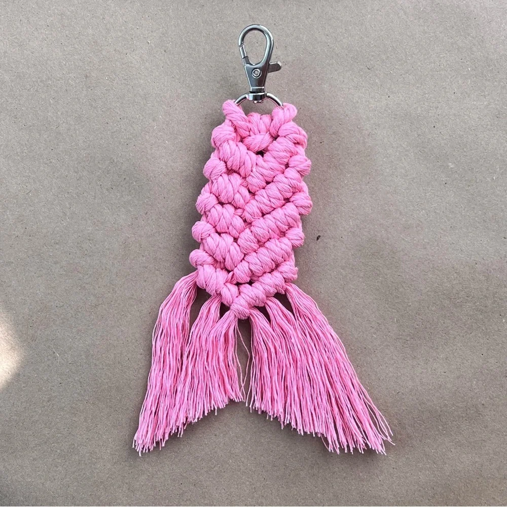 Mermaid Boho Handcrafted Hot Pink Tassel Keychain